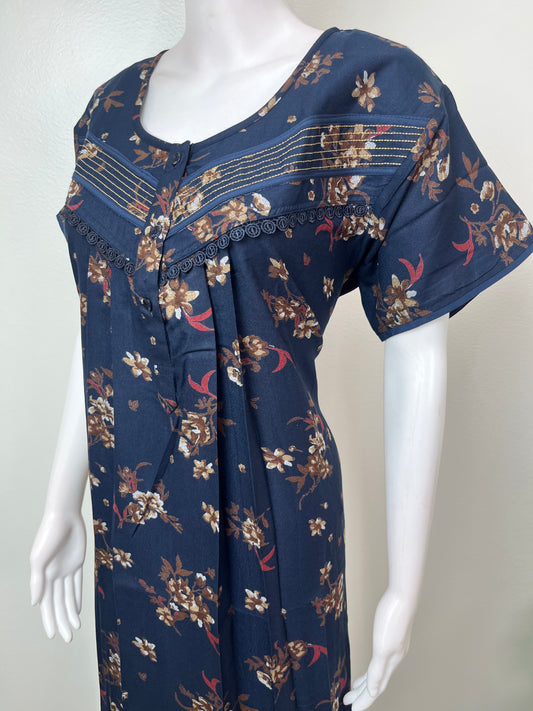 Navy Blue Premium Alpine Fabric Nighty