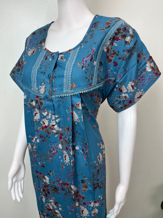 Blue Alpine Fabric Nightgown Elegant & Long-Lastin