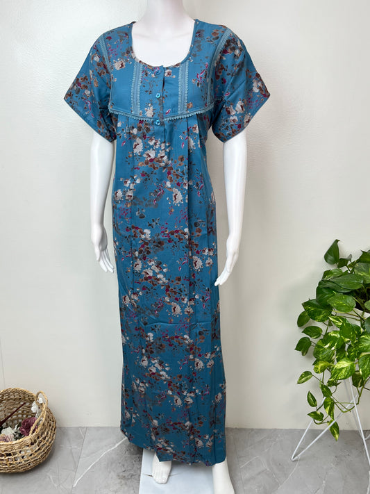 Blue Alpine Fabric Nightgown Elegant & Long-Lastin