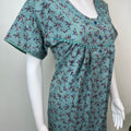 Teal Printed Alpine Fabric Nighty for Women