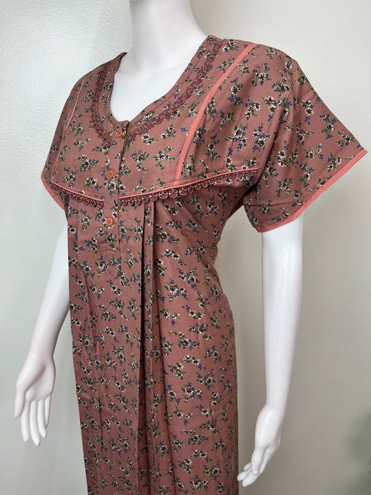 Brown Alpine Fabric Nightgown Elegant & Long-Lasting