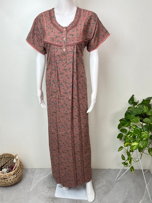 Brown Alpine Fabric Nightgown Elegant & Long-Lasting