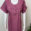 Dark Pink Pleated Style Alpine Fabric Nightgown
