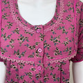 Dark Pink Pleated Style Alpine Fabric Nightgown