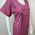 Dark Pink Pleated Style Alpine Fabric Nightgown