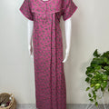Dark Pink Pleated Style Alpine Fabric Nightgown