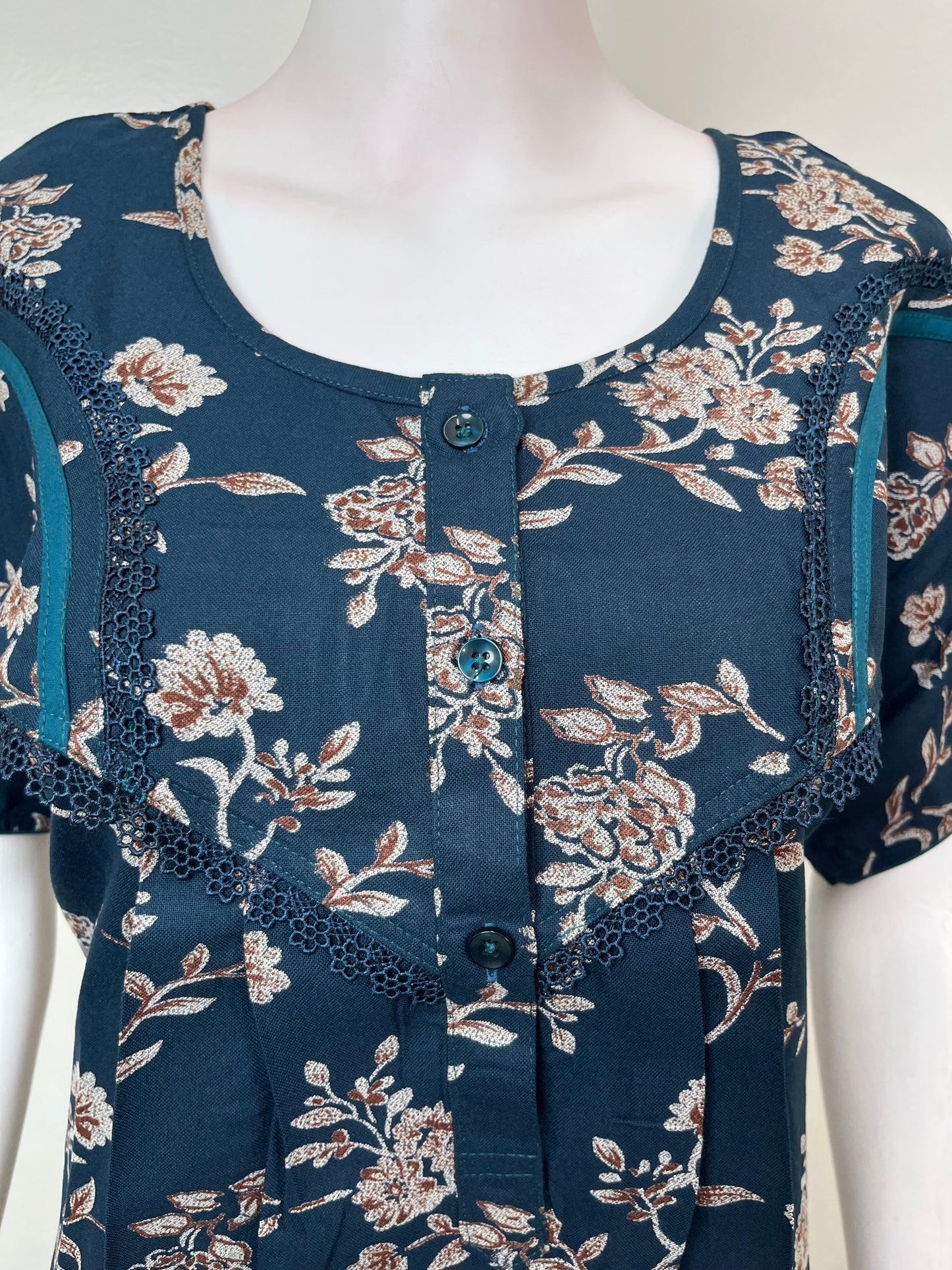 Navy Blue Alpine Fabric Nighty for Women