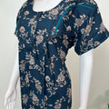 Navy Blue Alpine Fabric Nighty for Women