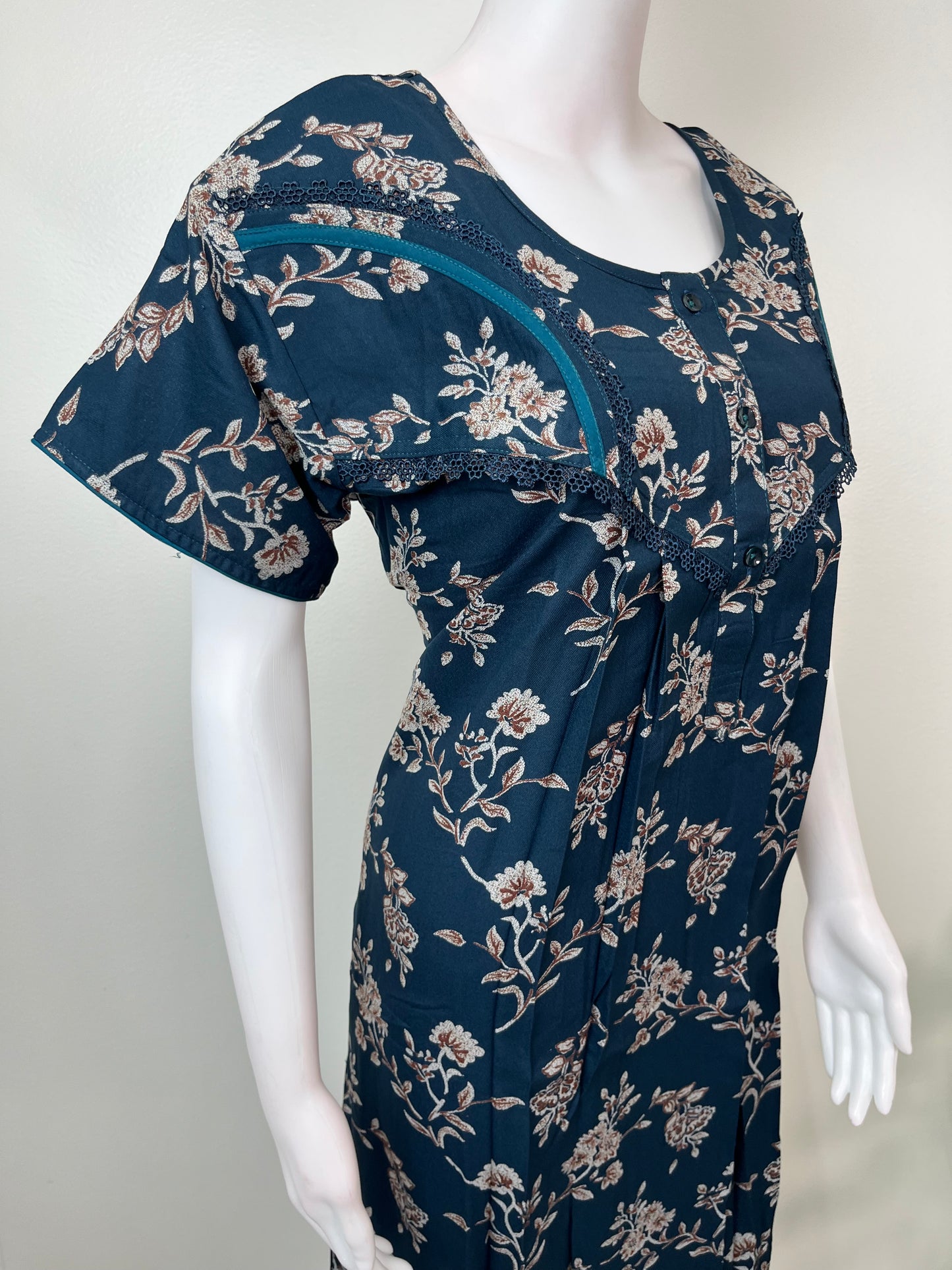 Navy Blue Alpine Fabric Nighty for Women