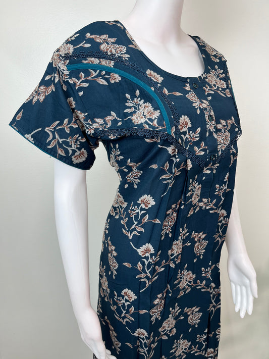 Navy Blue Alpine Fabric Nighty for Women