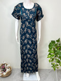Navy Blue Alpine Fabric Nighty for Women
