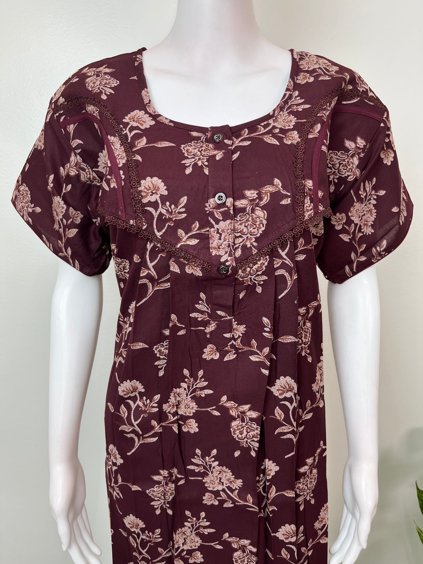 Maroon Soft & Breathable Alpine Fabric Nightgown