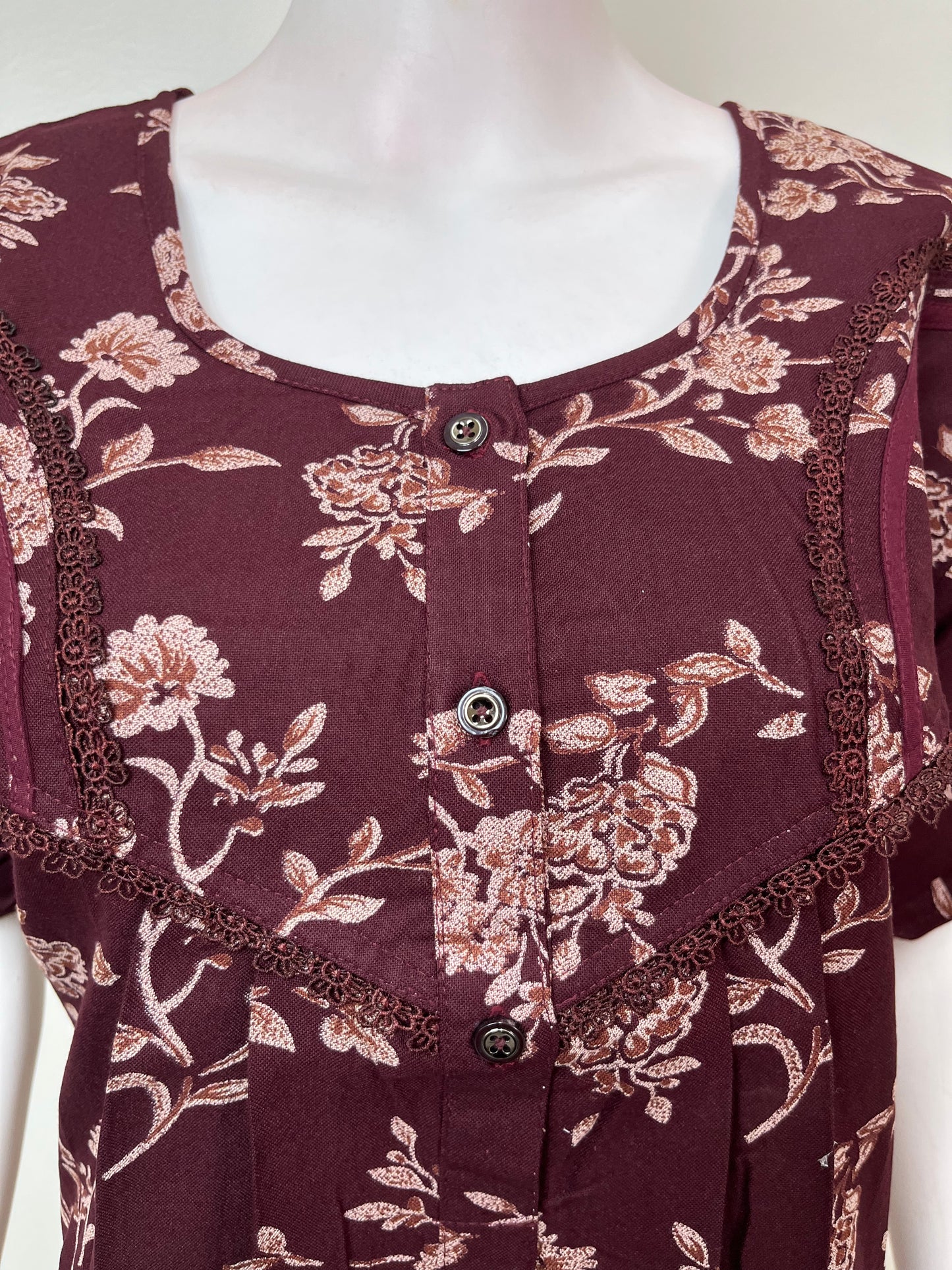 Maroon Soft & Breathable Alpine Fabric Nightgown