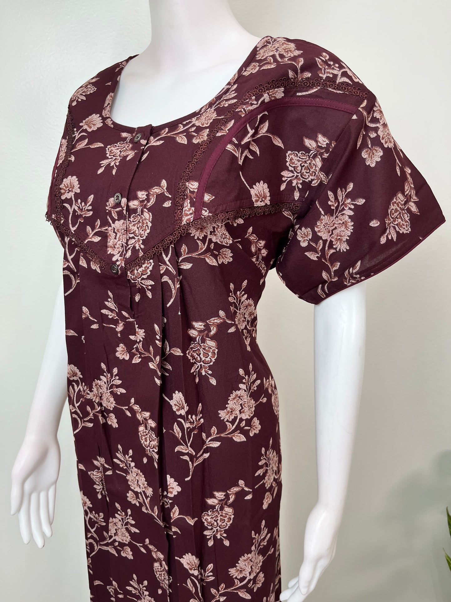 Maroon Soft & Breathable Alpine Fabric Nightgown