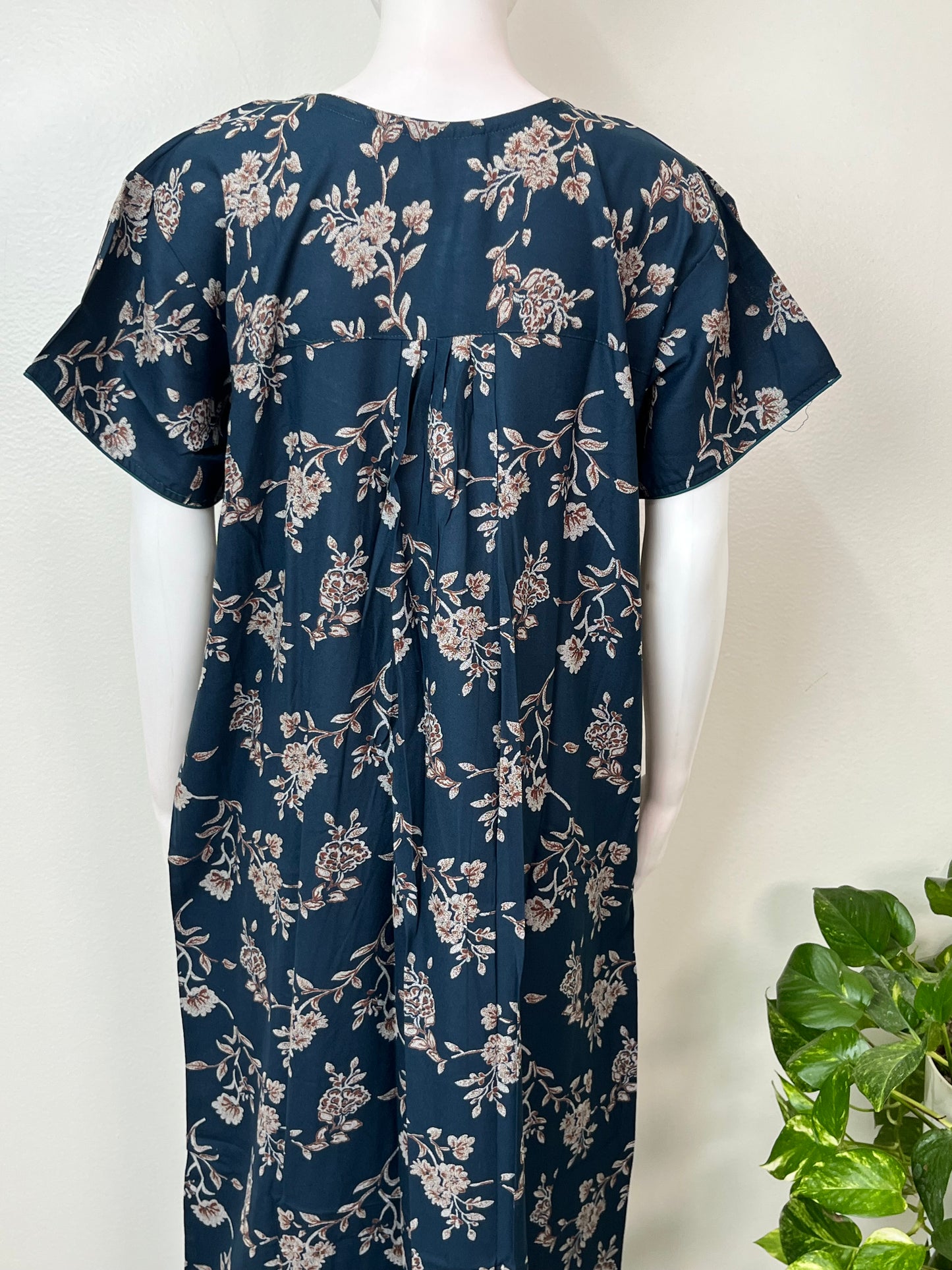 Navy Blue Alpine Fabric Nighty for Women