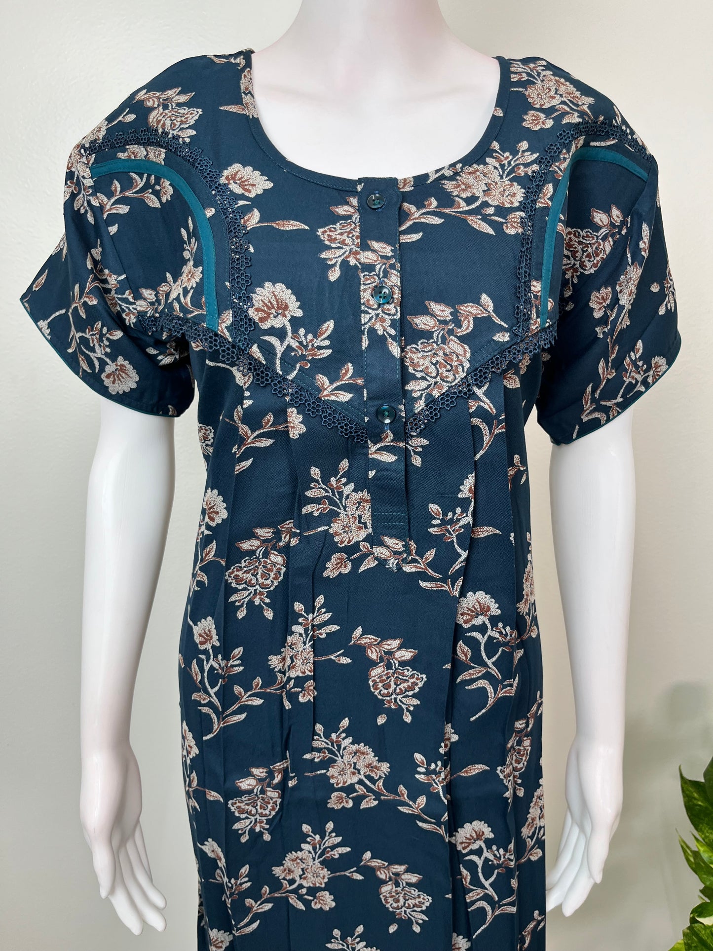 Navy Blue Alpine Fabric Nighty for Women