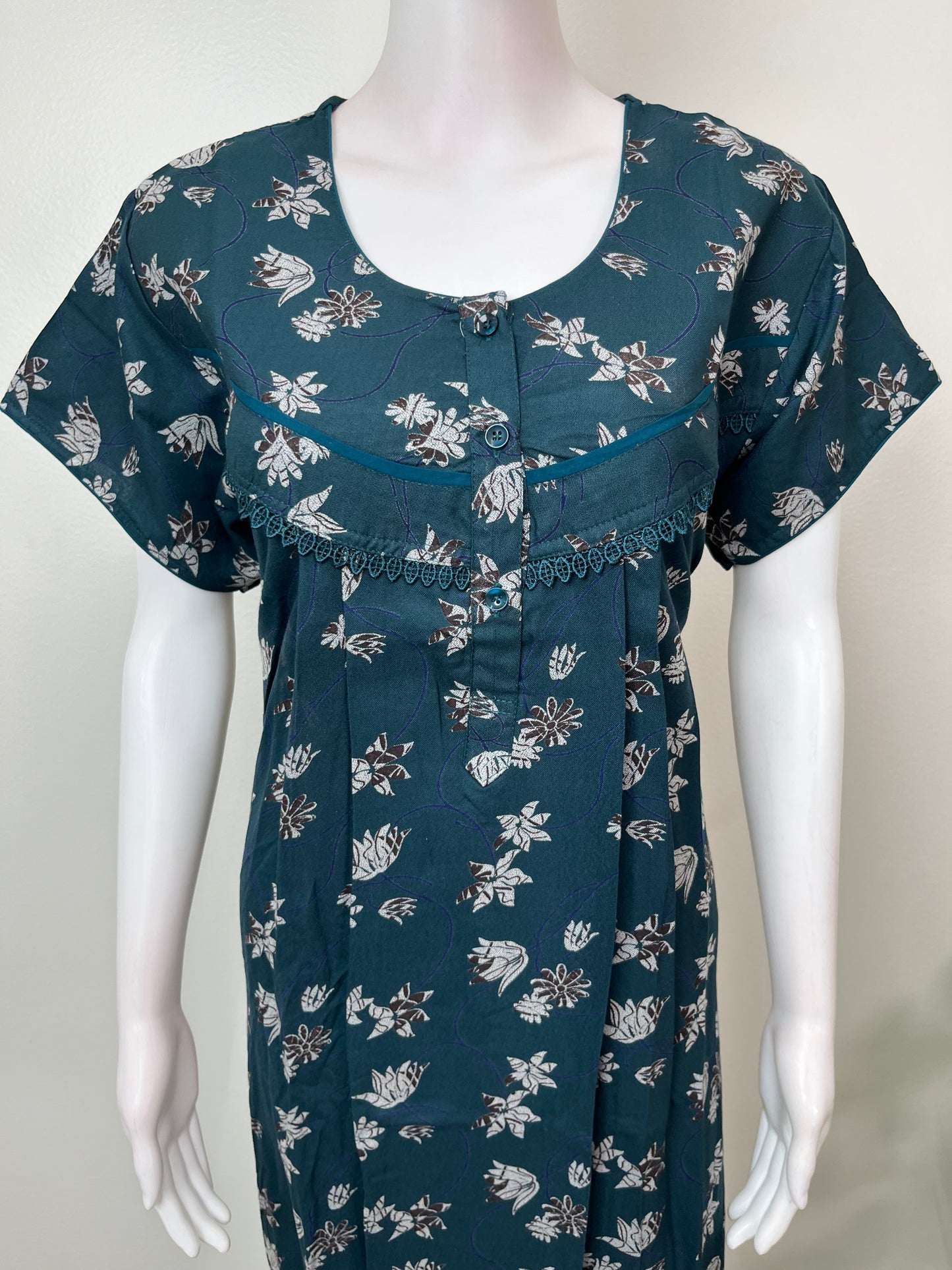 Teal Green Alpine Fabric Women's Nighty