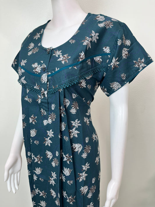 Teal Green Alpine Fabric Women's Nighty