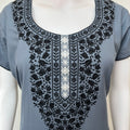 Charcoal Grey Delicate Embroidery Alpine Fabric Nightgown