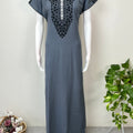 Charcoal Grey Delicate Embroidery Alpine Fabric Nightgown