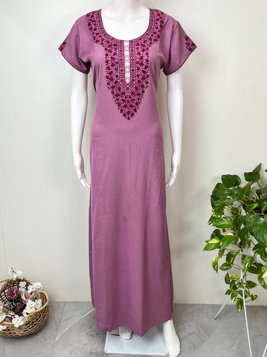 Pink Timeless Embroidered Alpine Fabric Nightgown