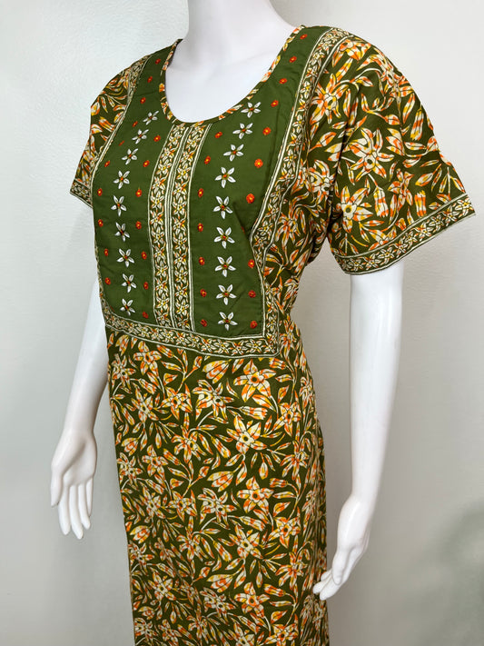 Mehendi Green Pure Cotton Women’s Nightgown