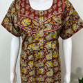 Maroon Ajrak Printed 100% Cotton  Nightgown