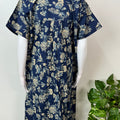Navy Blue Pleated 100% Cotton Nightgown