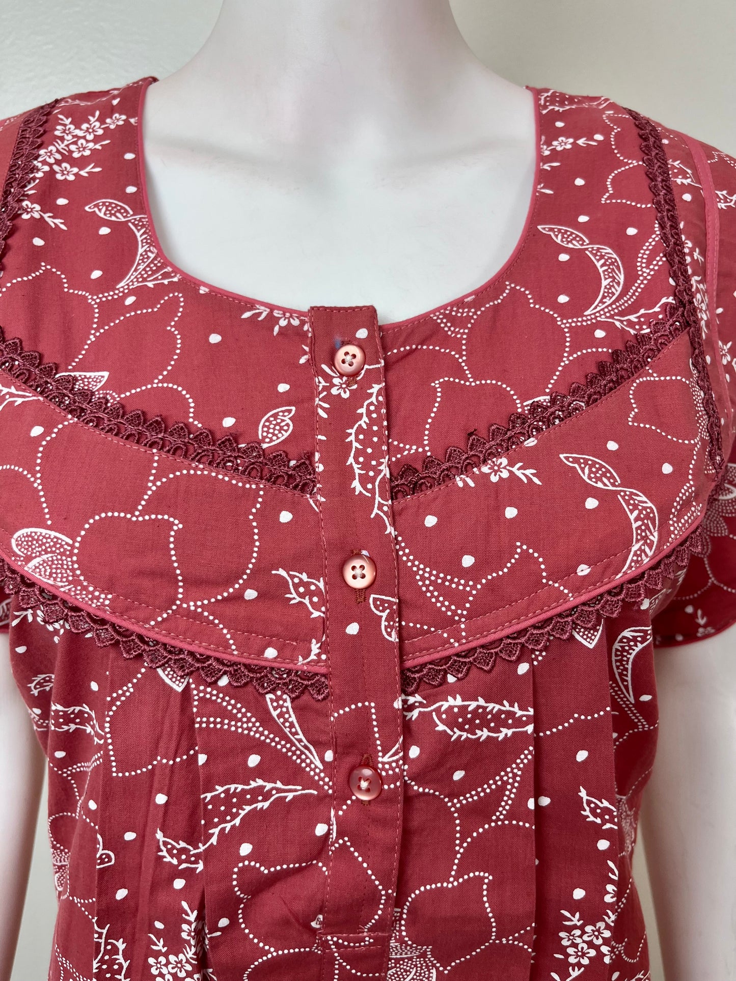 Maroon Pure Cotton Nightgown Soft & Comfortable