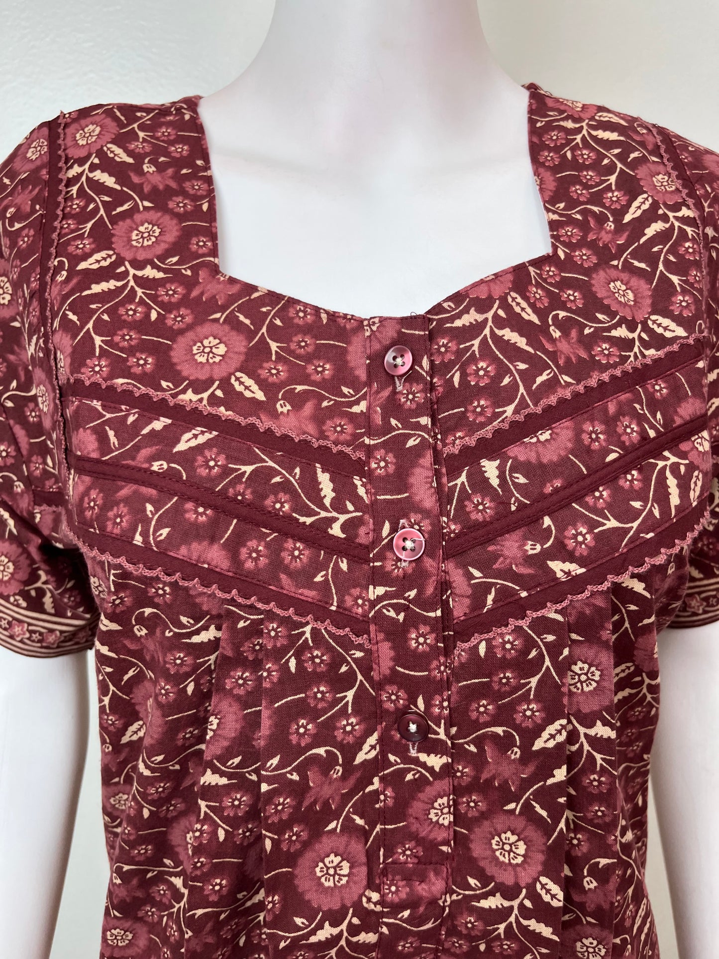 Maroon Pure Cotton Nightgown Soft & Breathable