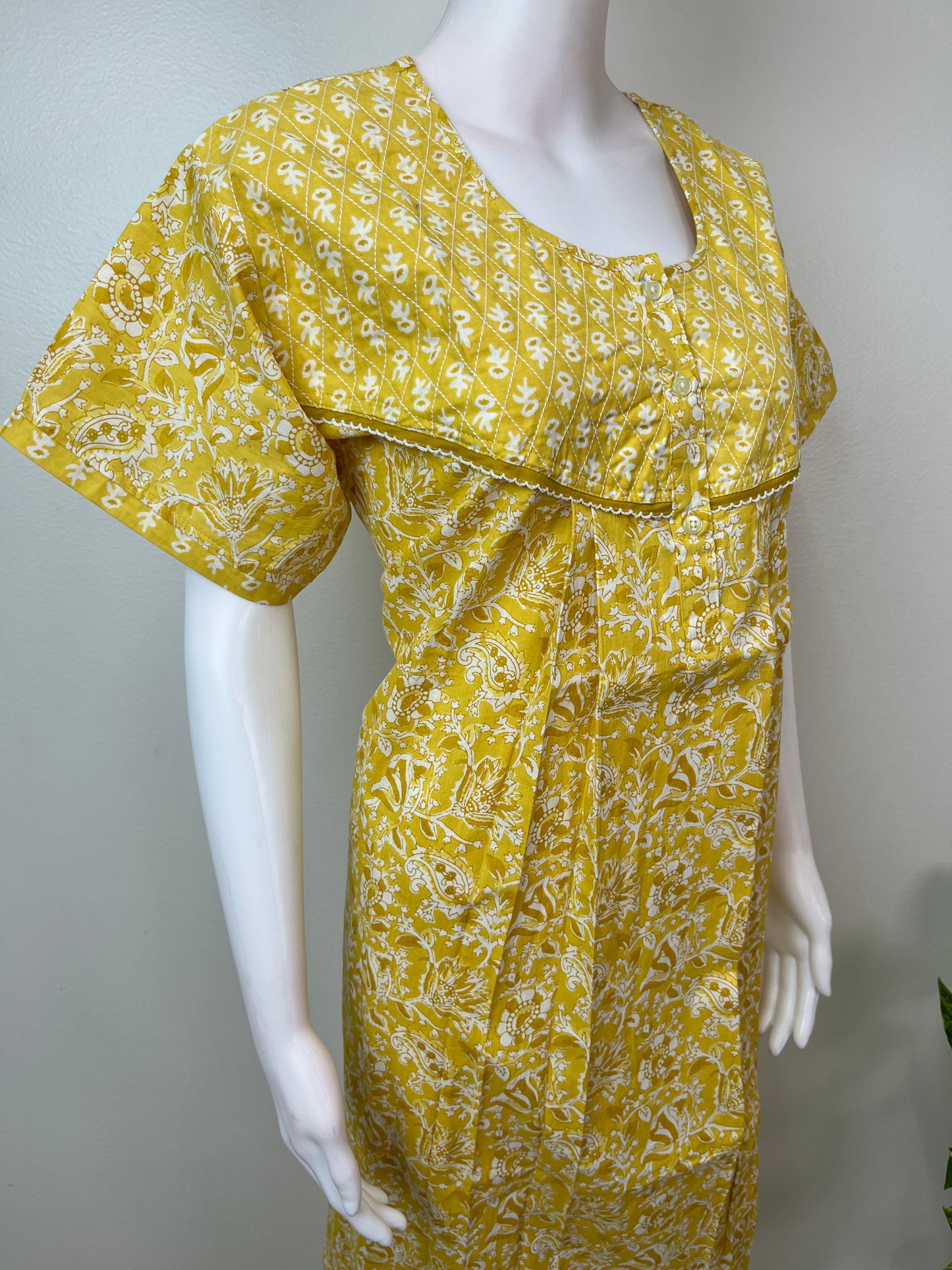 Yellow Pure Cotton Nightgown Soft & Breathable