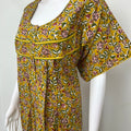 Mustard Kalamkari Printed Cotton Nightgown