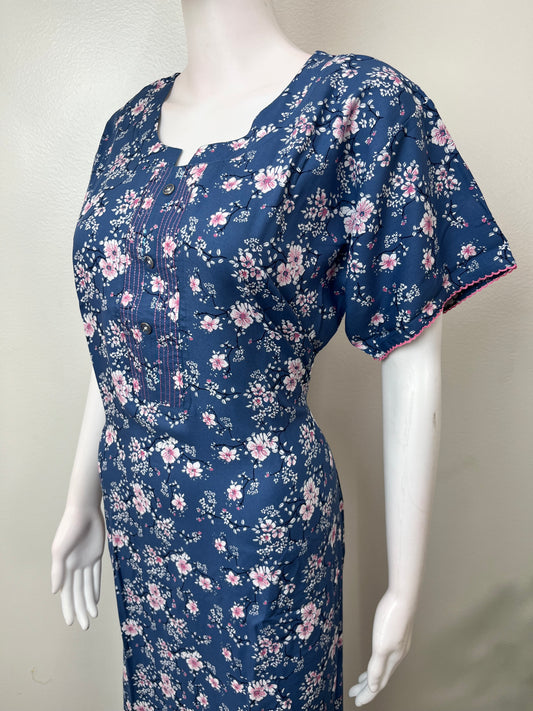 Blue Umbrella Style Rayon Fabric Nighty