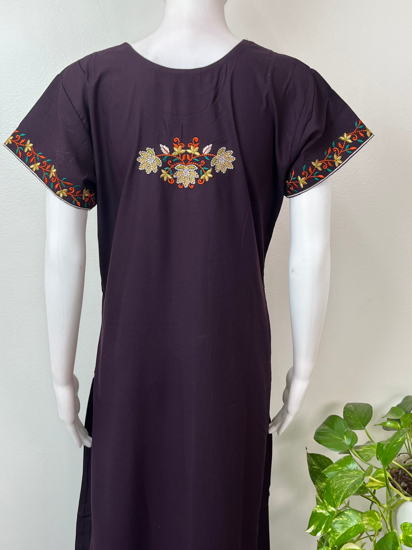 Wine Graceful Bizzylizzy Nightgown with Embroidery