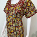 Maroon Ajrak Printed 100% Cotton  Nightgown