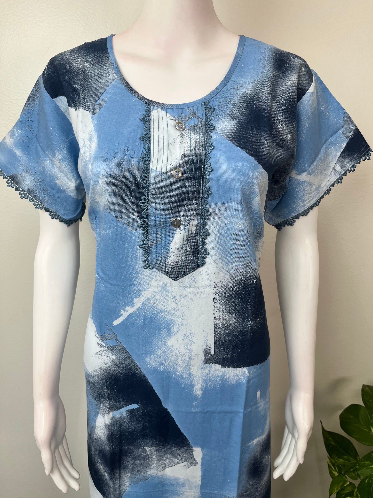 Sky Blue Rayon Fabric Nighty Silky Texture