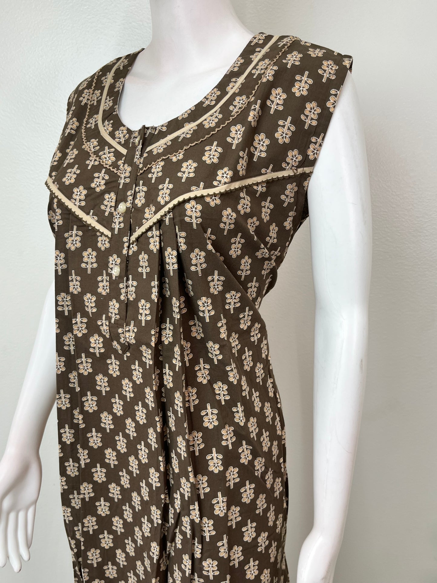 Gray Sleeveless 100% Cotton Nightgown