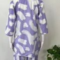 Lavender Emrbroidered Pure Cotton Nightwear-Co-ord Style