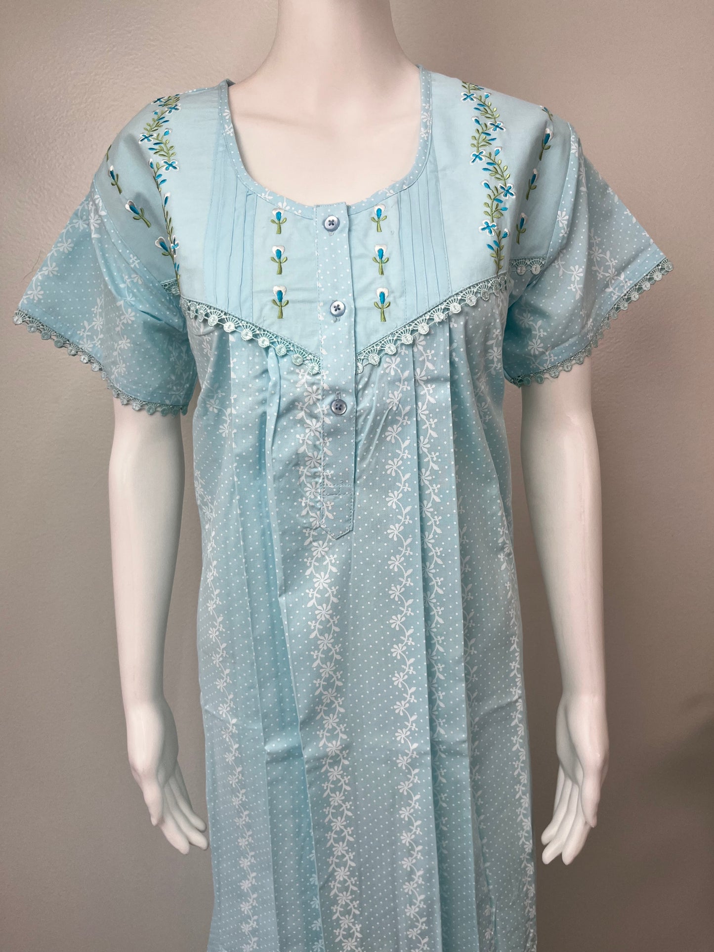 Sky Blue Polyester Cotton Nighty Soft & Comfortable