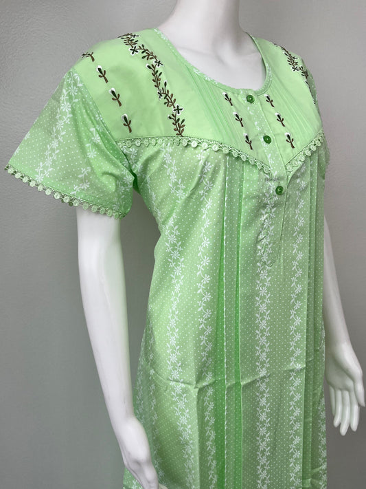 Lime Green Boutique Cotton Nighty Comfortable & Elegant