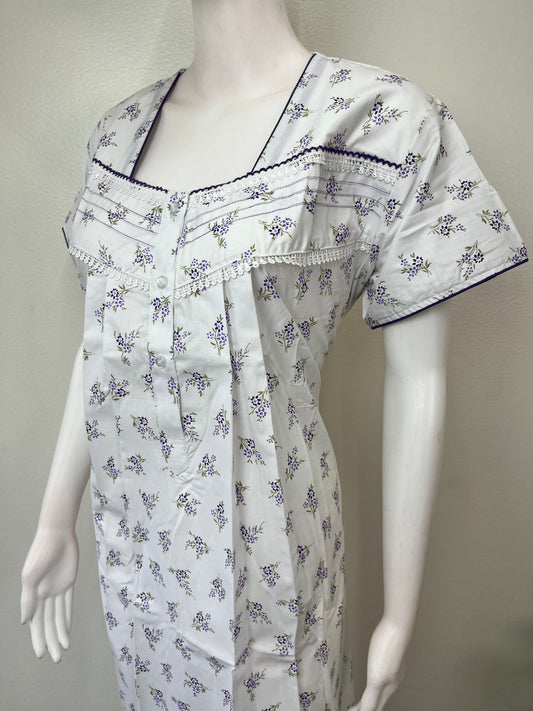 Lavender Polyester Cotton Nighty
