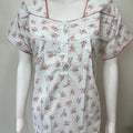 Red Floral Printed Polyester Cotton Nightgown