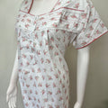 Red Floral Printed Polyester Cotton Nightgown
