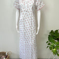 Red Floral Printed Polyester Cotton Nightgown
