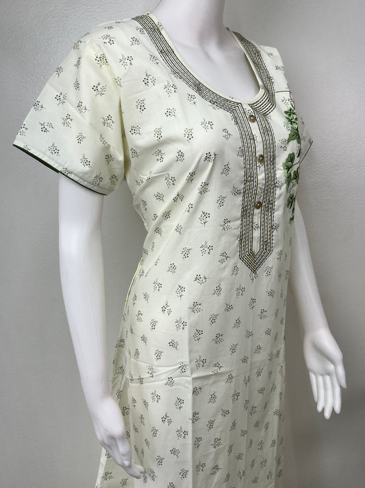 Yellow Polyester Cotton Nighty for Women
