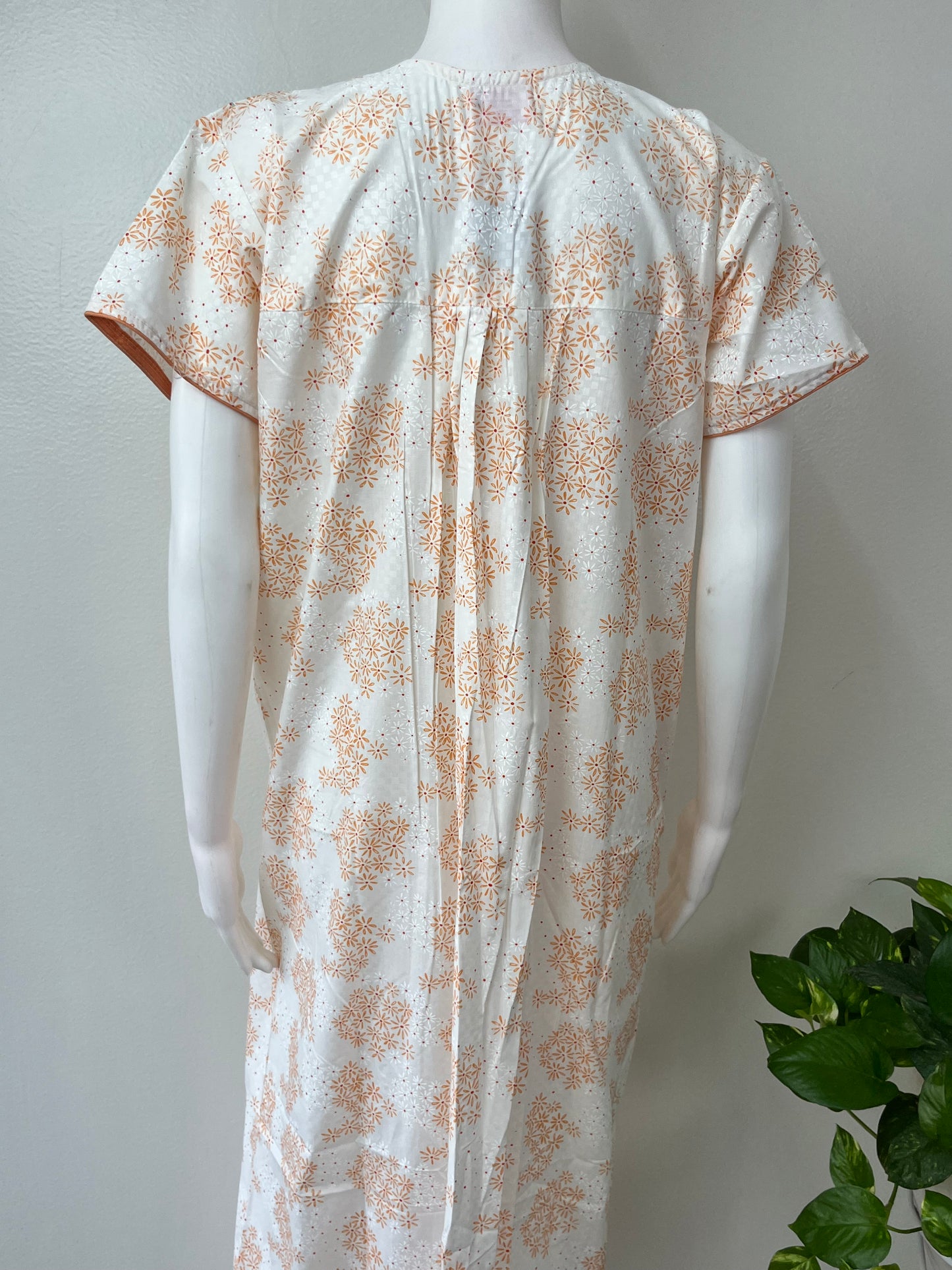 Orange Pleated Boutique Cotton Nightgown