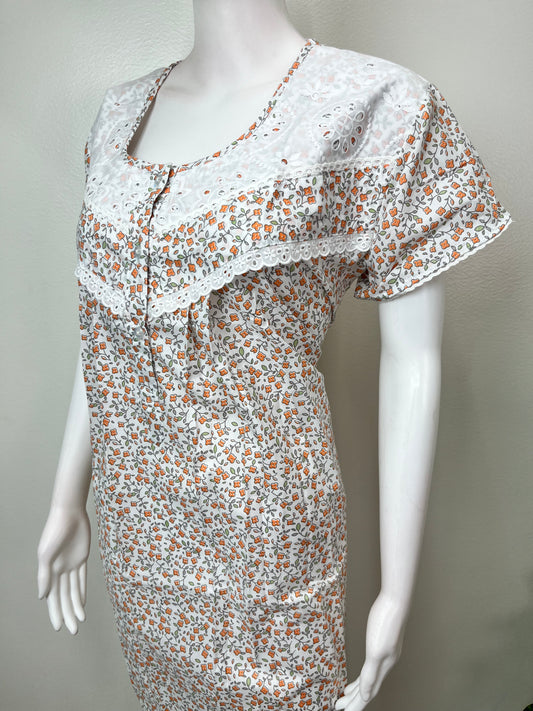 Orange Polyester Cotton Soft & Comfortable Nightgown