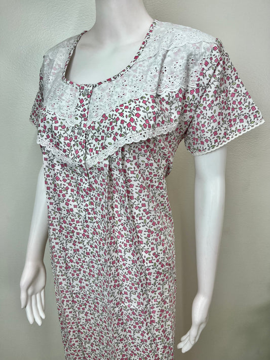 Pink Polyester Cotton Elegant Nighty
