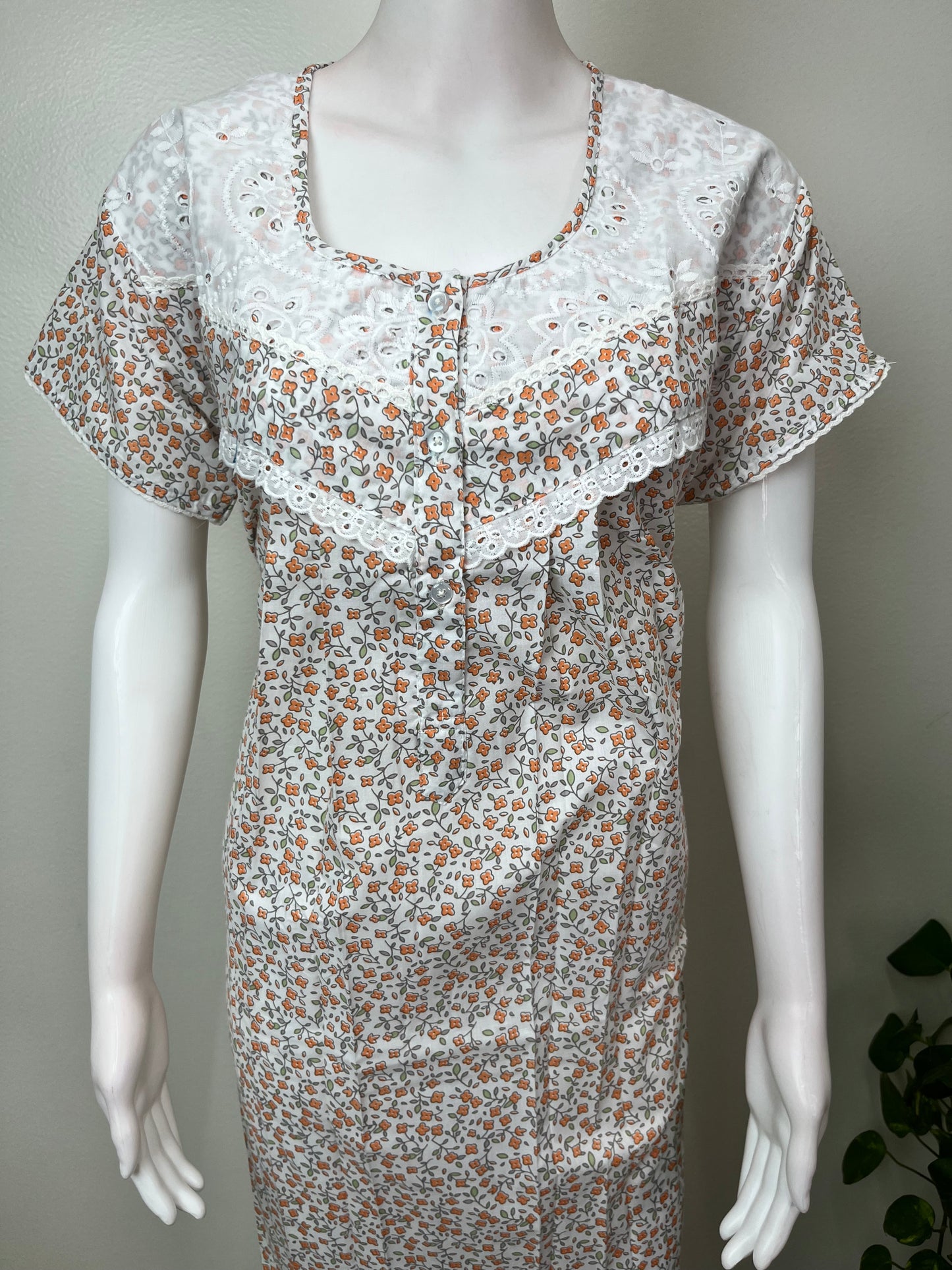 Orange Polyester Cotton Soft & Comfortable Nightgown