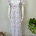 Pink Floral Polyester Cotton Elegant Nighty